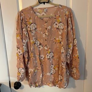 Light Pink Floral Maternity Blouse